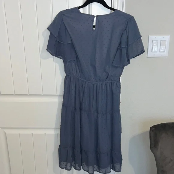 Mikarose Blue Midi Dress with Ruffle Sleeves Baby Shower/Wedding Shower Dress! - Picture 8 of 8